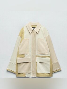 NWT Zara Oversized Patchwork Denim Coat